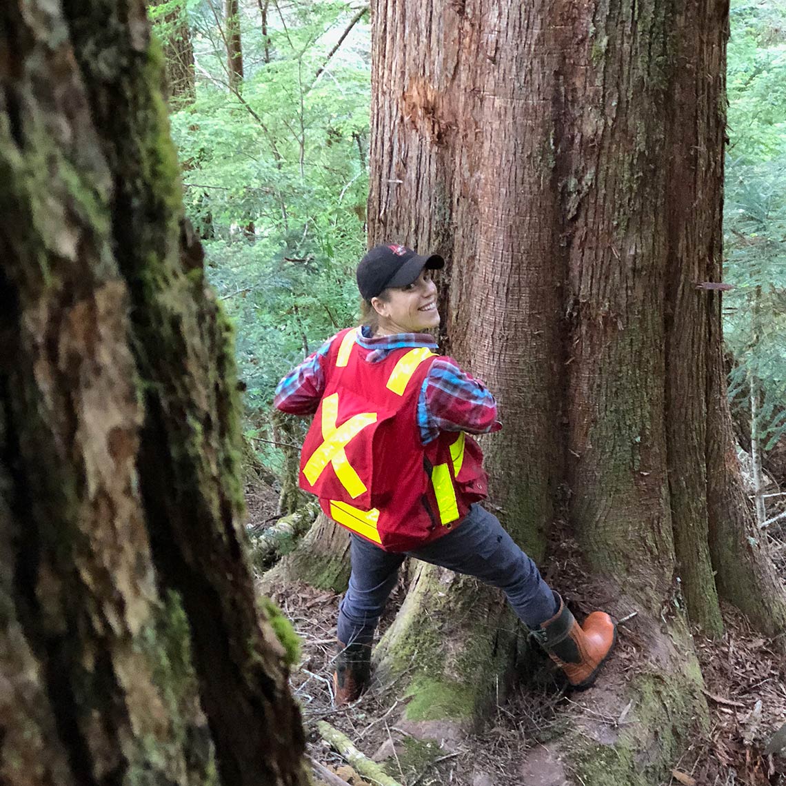 Julie Nielsen at work in the forests of northern Vancouver Island